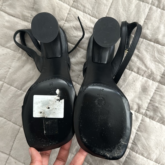 Dries Van Noten Asymmetrical Leather Ankle Strap Sandals, Black, Womens (39) - Picture 3 of 6